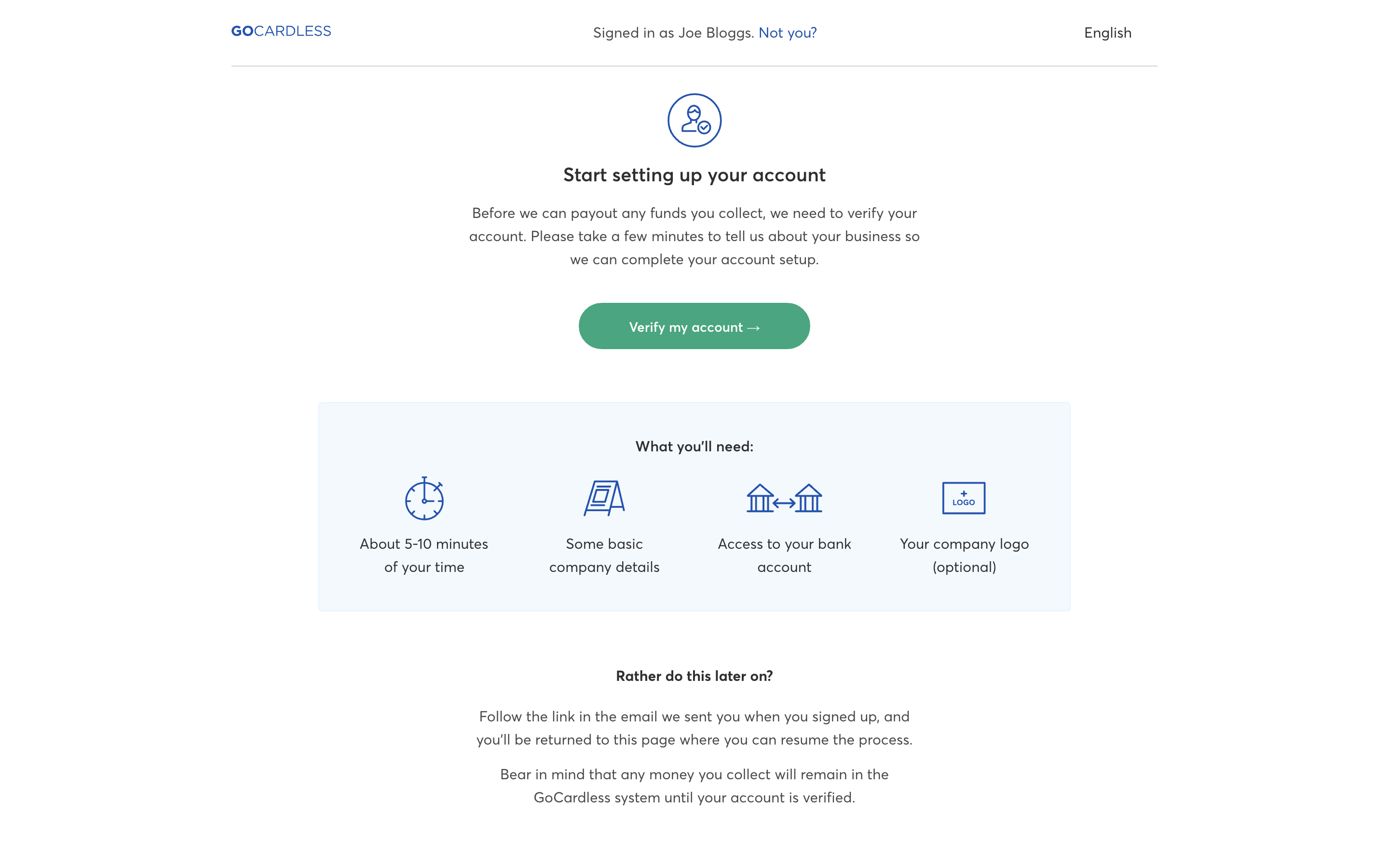 Verifying your GoCardless account